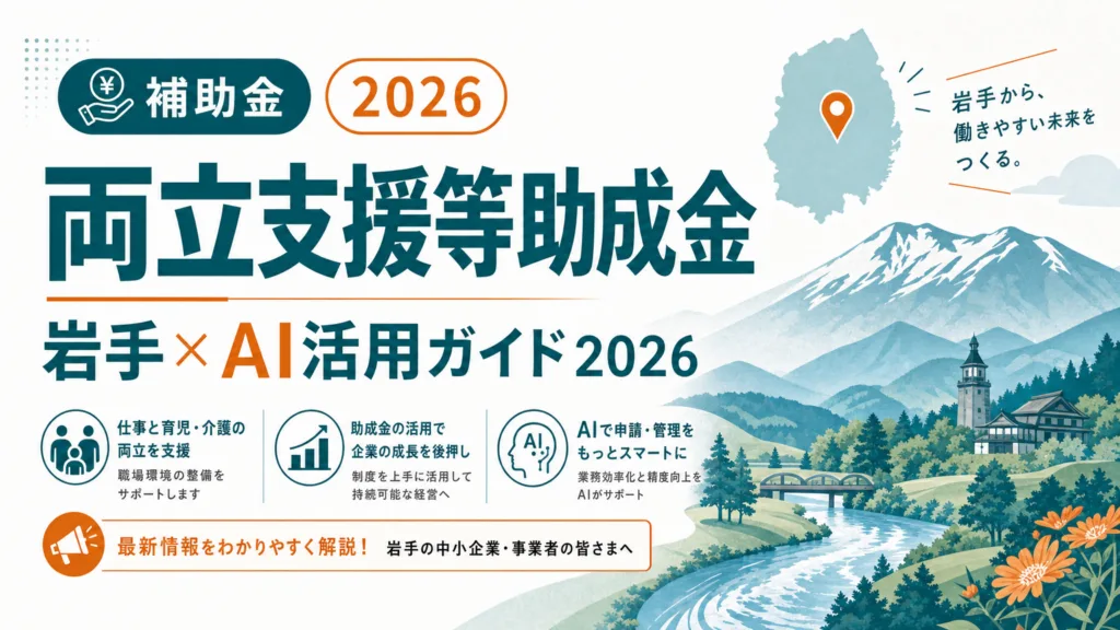 岩手の両立支援等助成金2026｜育休・介護休業とAI活用法