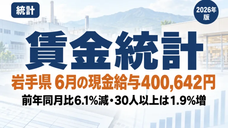 岩手県の賃金統計2026｜6月の現金給与400,642円と業種差