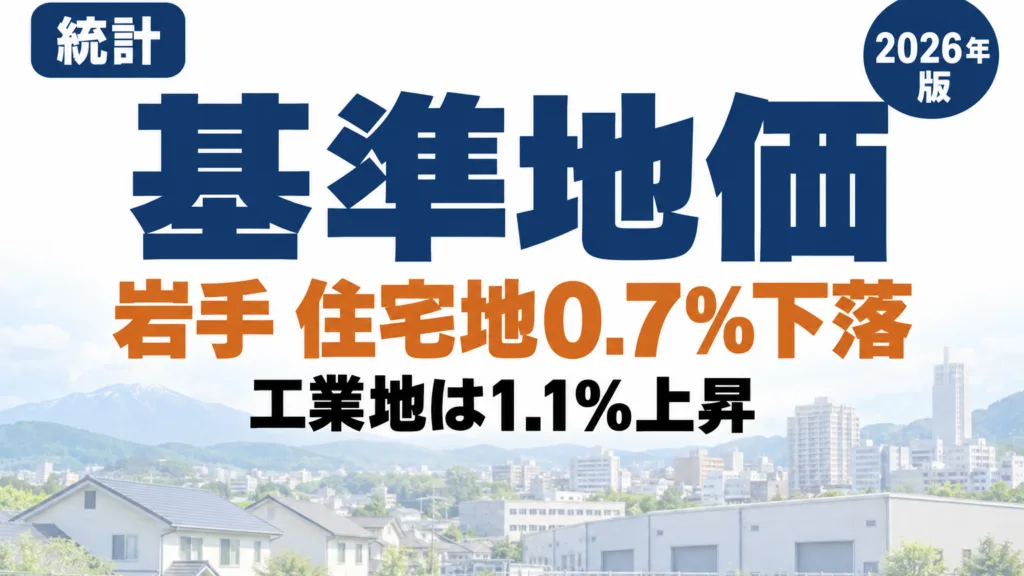 岩手の基準地価2026｜住宅地0.7%下落・工業地上昇