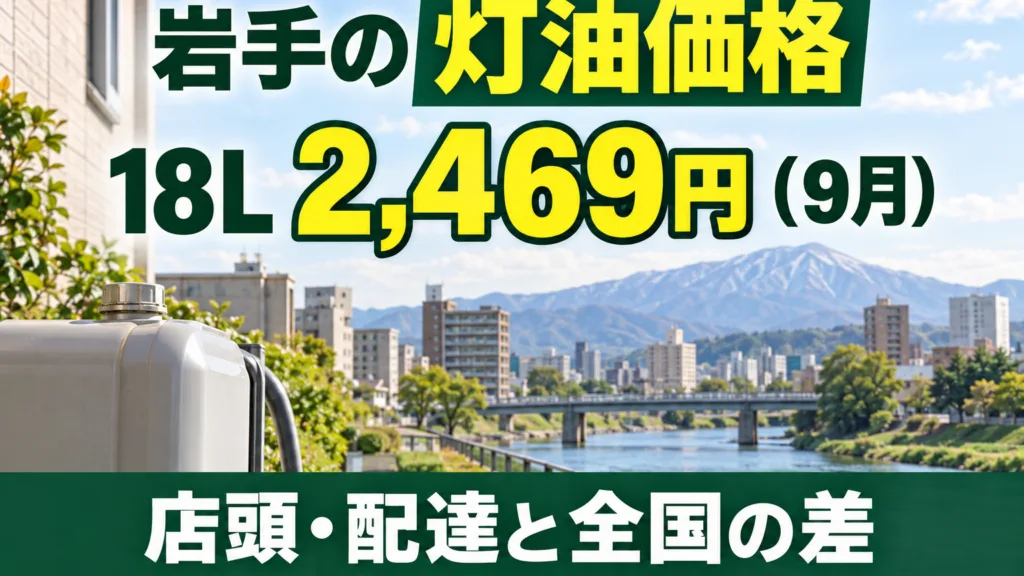 岩手の灯油価格は18L 2,469円｜9月の店頭・配達と全国の差
