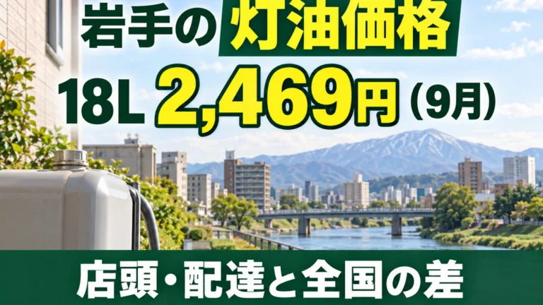 岩手の灯油価格は18L 2,469円｜9月の店頭・配達と全国の差