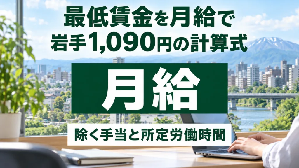 岩手の最低賃金1,090円は月給いくら｜除く手当と計算式