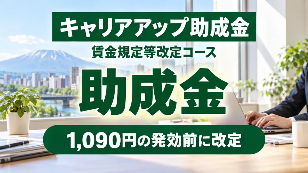 キャリアアップ助成金の賃金規定等改定｜岩手は1,090円の発効前に