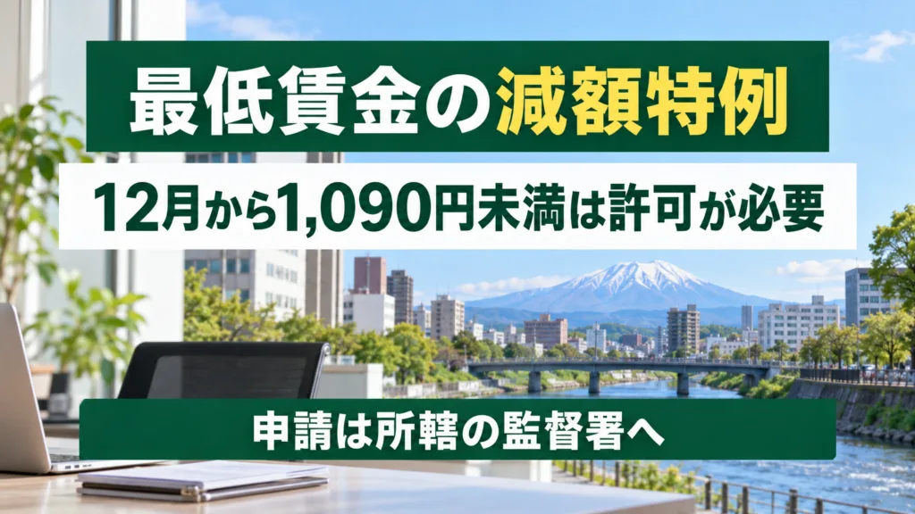 最低賃金の減額特例｜岩手で12月から1,090円未満は許可が必要
