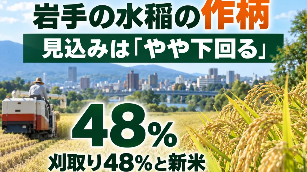 岩手の水稲は「やや下回る」見込み｜刈取り48％と新米の読み方